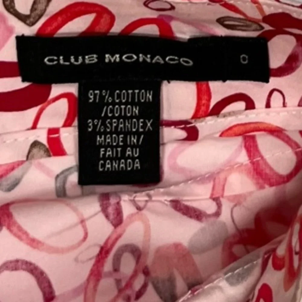 Club Monaco Cotton Pink & Red Rings Pencil Skirt Size 0 - Picture 3 of 3